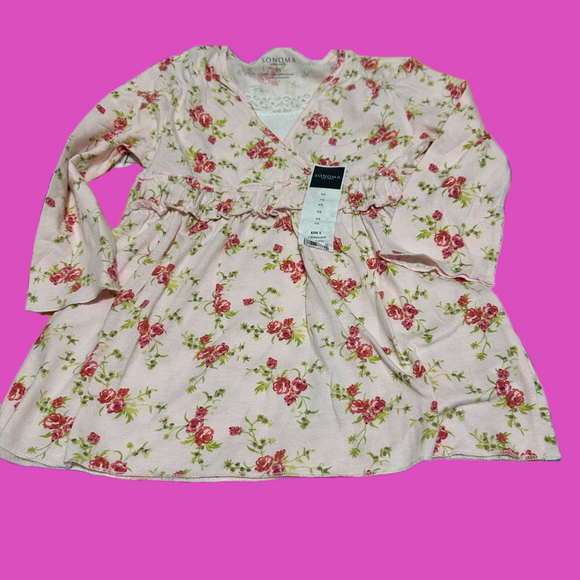 Sonoma Other - Girls floral long sleeved tee with lace & sequin detail in pink. Size 6X, new!